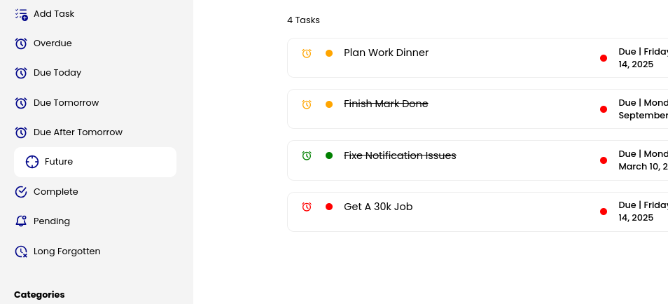 Auto Due Date Categories